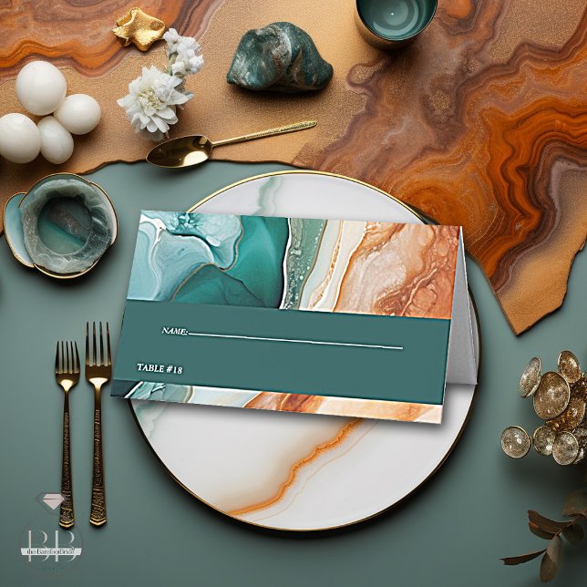 Wedding | Modern Abstract Agate Jade Place Card (Creator Uploaded)
