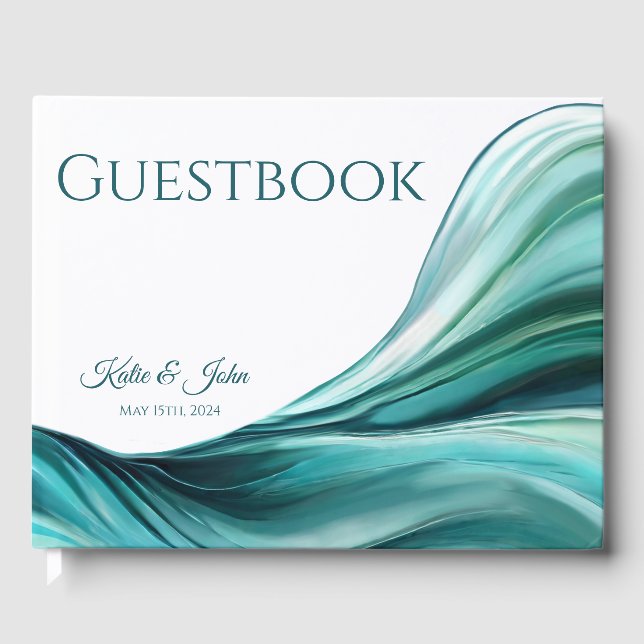Wedding Modern Abstract-Emerald Green- Guest Book (Front)