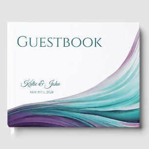 Wedding Modern Abstract-Purple and Teal- Guest Book