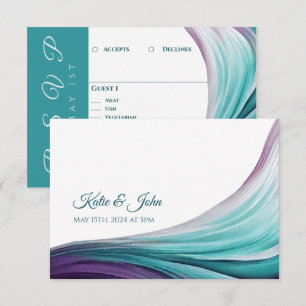 Wedding Modern Abstract-Purple and Teal- RSVP Card