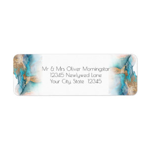 Wedding   Modern Aqua and Gold Abstract