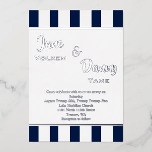 Wedding Modern Black & White Stripe with 