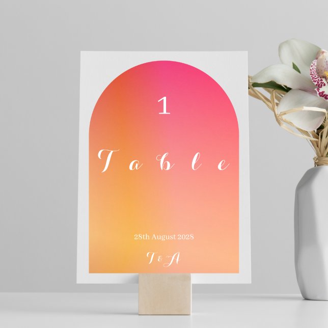 Wedding Modern Boho Arch Sunset Ombre Table Number (Creator Uploaded)