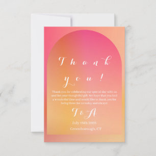 Wedding Modern Boho Arch Sunset Ombre Thank You Card
