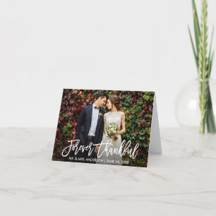 Wedding Modern Brush Script Forever Thankful Note Thank You Card