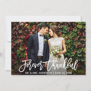 Wedding Modern Brush Script Forever Thankful Photo Thank You Card