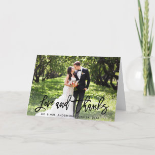 Wedding Modern Brush Script Love and Thanks Fold Card