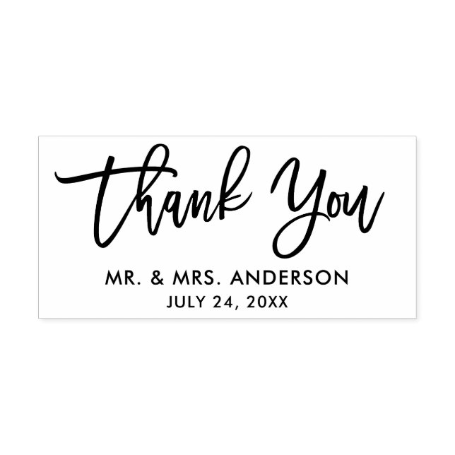 Wedding Modern Brush Script Thank You Rubber Stamp (Imprint)
