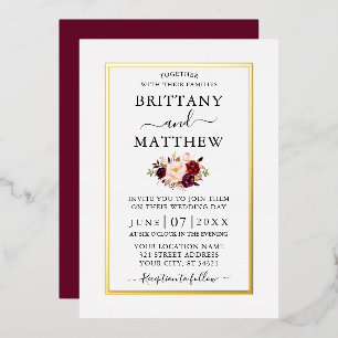 Wedding Modern Elegant Burgundy Floral Gold