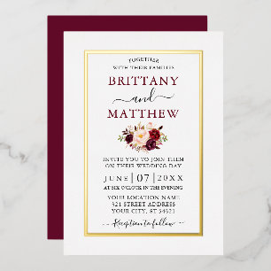 Wedding Modern Elegant Floral Burgundy Gold
