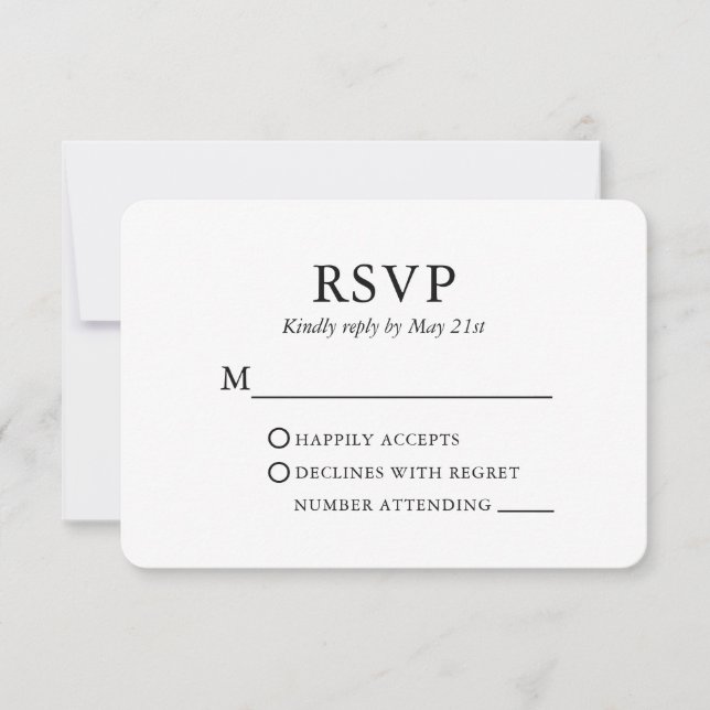 Wedding Modern Elegant Minimalist RSVP Card (Front)