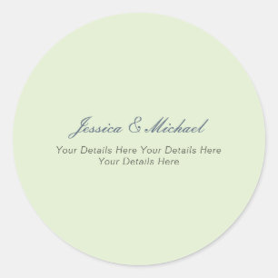 Wedding Modern Elegant Plain Simple Professional Classic Round Sticker