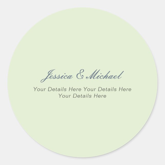 Wedding Modern Elegant Plain Simple Professional Classic Round Sticker (Front)