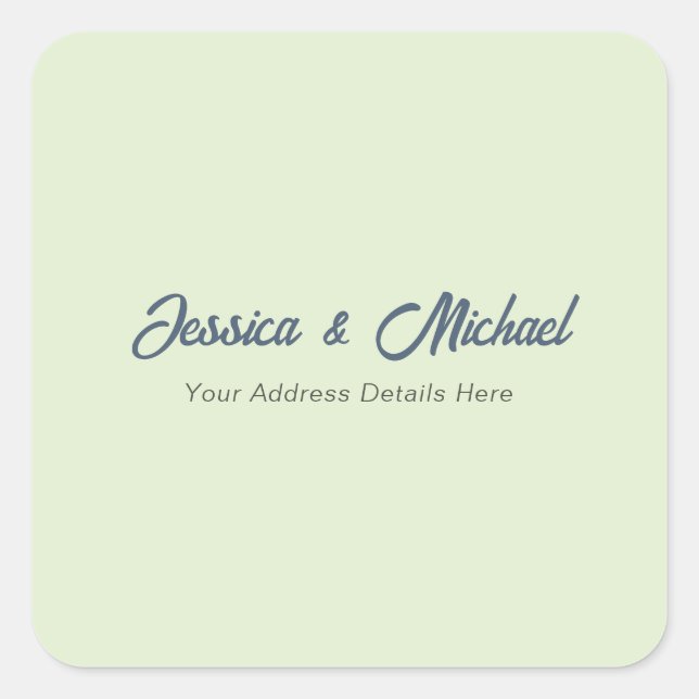 Wedding Modern Elegant Plain Simple Professional Square Sticker (Front)