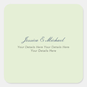 Wedding Modern Elegant Plain Simple Professional Square Sticker