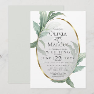 Wedding Modern Elegant Tropical Leaves Invitation