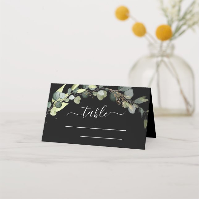 Wedding Modern Eucalyptus Greenery Succulent Place Card (Front)