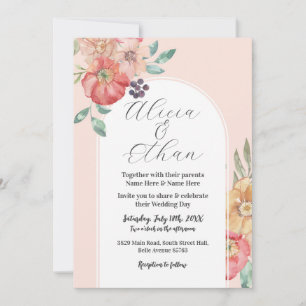Wedding Modern Flowers Watercolor Blooms Invitation