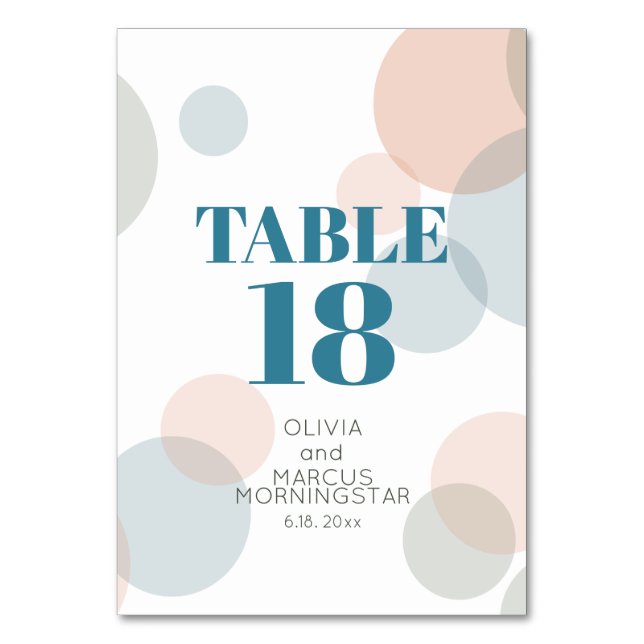 WEDDING |  Modern Fun Big Confetti Dots Table Number (Back)