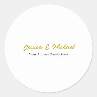 Wedding Modern Gold Colour Elegant Plain Simple Classic Round Sticker