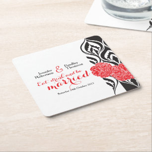 Wedding modern luxe red custom paper coasters