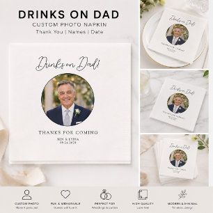 Wedding Modern Minimal Drinks on Dad Photo Bar Napkin