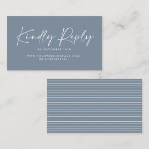 Wedding modern minimal dusty blue script reply business card