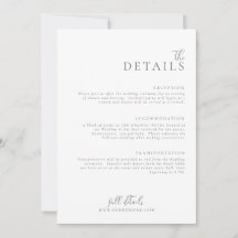 Wedding Modern Minimal Light and Airy Details Card