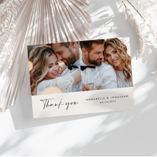 Wedding modern minimal multi photo thank you chic invitation