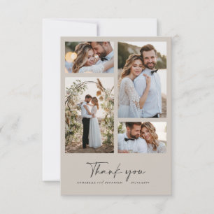 Wedding modern minimal multi photo thank you grey invitation