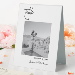 Wedding Modern Minimal Photo    Table Numbers Card