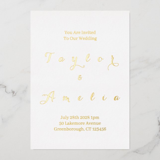 Wedding Modern Minimal Real Gold Foil (Front)