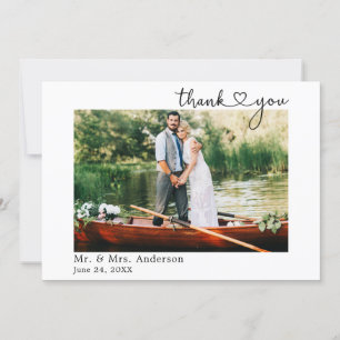 Wedding Modern Minimalist Calligraphy Heart Thank You Card