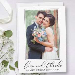 Wedding Modern Minimalist Calligraphy Love Photo Thank You Card