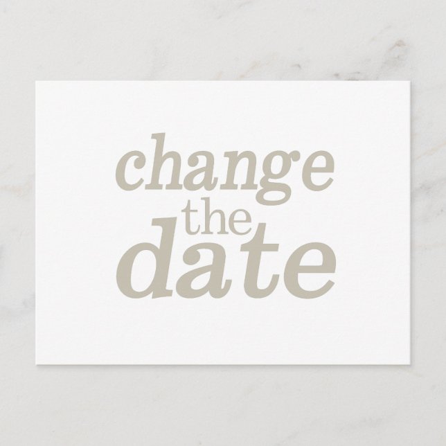 Wedding Modern Minimalist Change The Date Announcement Postcard (Front)