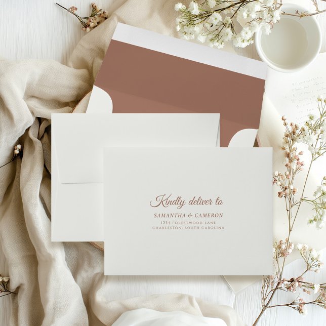 Wedding Modern Minimalist Cream & Mocha Brown Envelope (Wedding Modern Minimalist Cream & Mocha Brown Envelope)