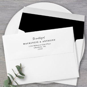 Wedding Modern Minimalist Handwritten Black Script Envelope