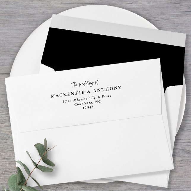 Wedding Modern Minimalist Handwritten Black Script Envelope (Creator Uploaded)