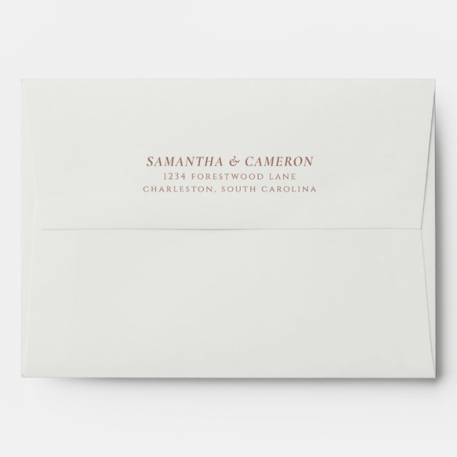 Wedding Modern Minimalist Neutral Cream & Brown Envelope (Back (Top Flap))