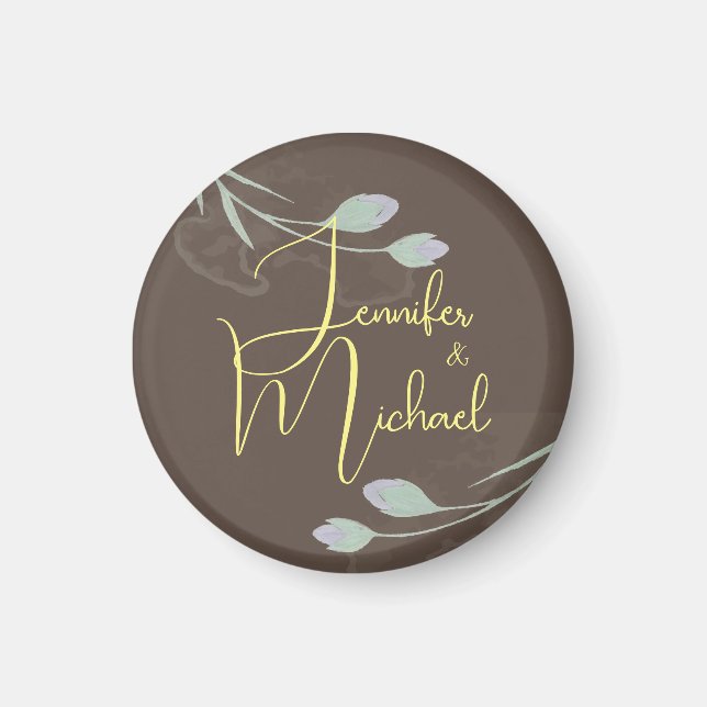 Wedding Modern Minimalist Plain Calligraphy Name Magnet (Front)