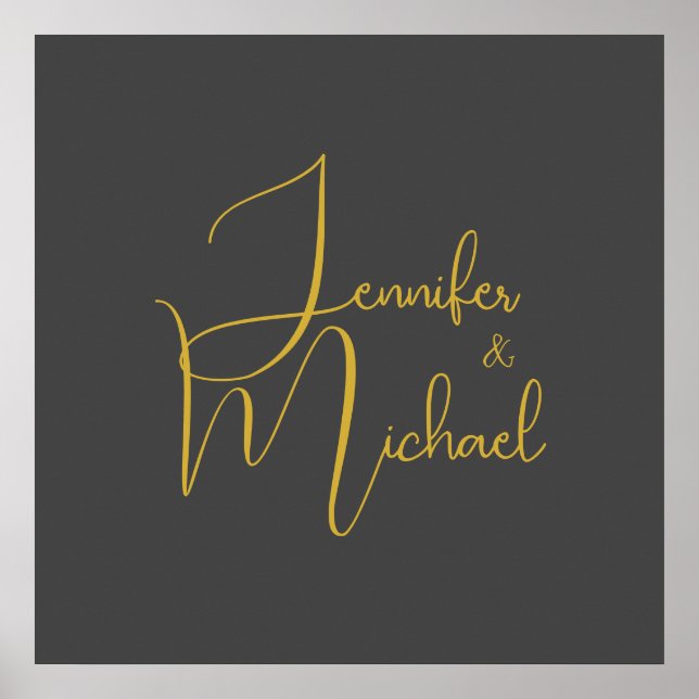 Wedding Modern Minimalist Plain Calligraphy Name Poster (Front)