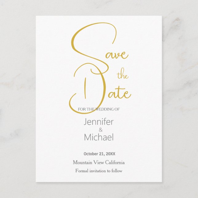 Wedding Modern Minimalist Plain Calligraphy Postcard (Front)