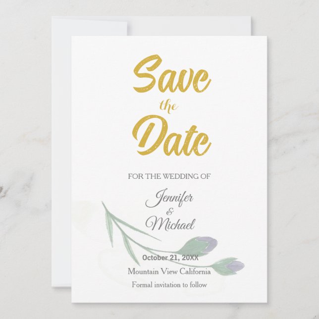 Wedding Modern Minimalist Plain Calligraphy Save The Date (Front)