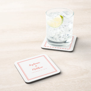 Wedding Modern Newlywed Minimalist Coaster