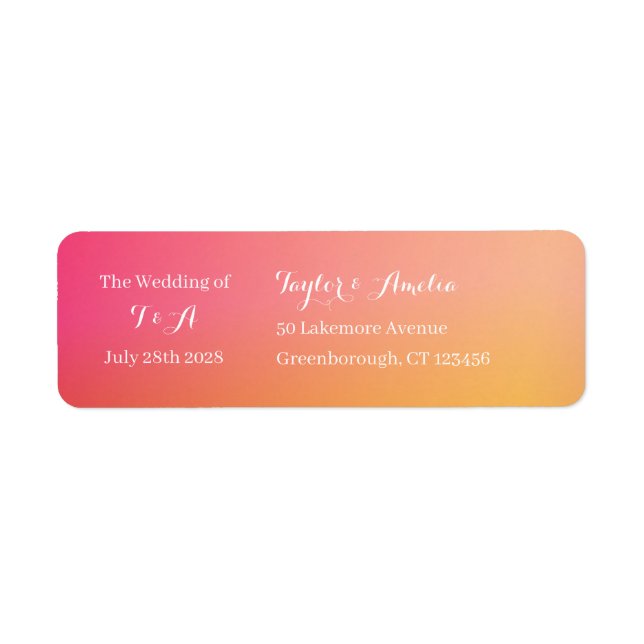 Wedding Modern Orange Peach Ombre Return Address (Front)