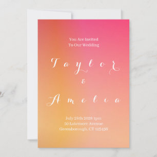 Wedding Modern Orange Sunset Ombre Invitation