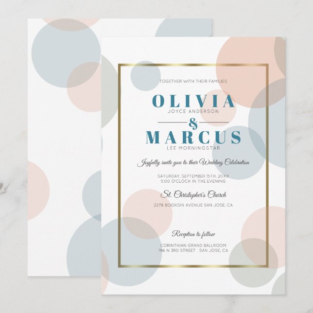 Wedding Modern Pastel Confetti Dots Invitation (Front/Back)