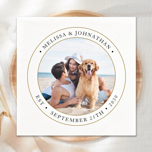 Wedding Modern Personalised Photo       Napkin (Creator Uploaded)
