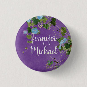 Wedding Modern Plain Calligraphy Name Floral 3 Cm Round Badge