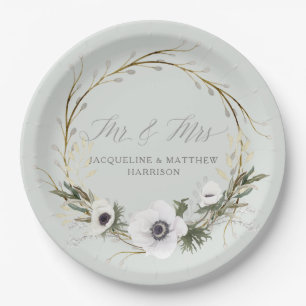 Wedding Modern Rustic BOHO Wreath Anemone Wreath Paper Plate
